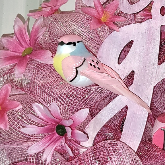 It's a Girl Wreath Deco Mesh Hand Painted Baby Stork Floral - Picture 10 of 13